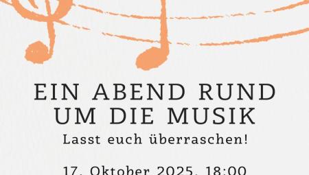 Plakat mit Notenlinen, Noten und einem Violinschlüssel